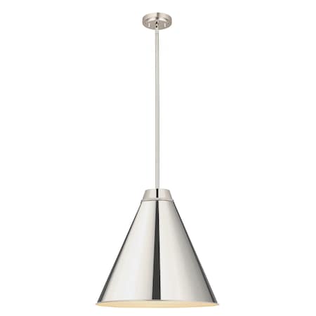 Z-Lite Eaton 1 Light Pendant, Polished Nickel & Polished Nickel 6011P24-PN
